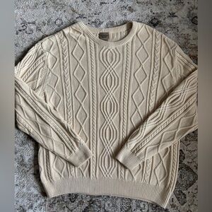 Men's Classic Cable Knit Crewneck Sweater 100% Cotton Size Extra Large XL. SKU24